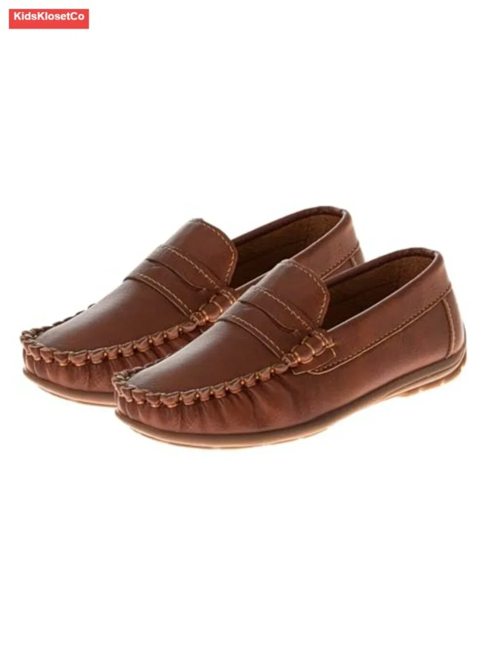 Boys Mocc Loafers - Faux Leather Penny Slip-On Shoes - Non-Slip